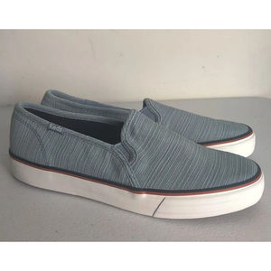 Keds Vintage Dream Foam Blue Canvas Slip On Loafers Shoes Womens Size 8 EUC